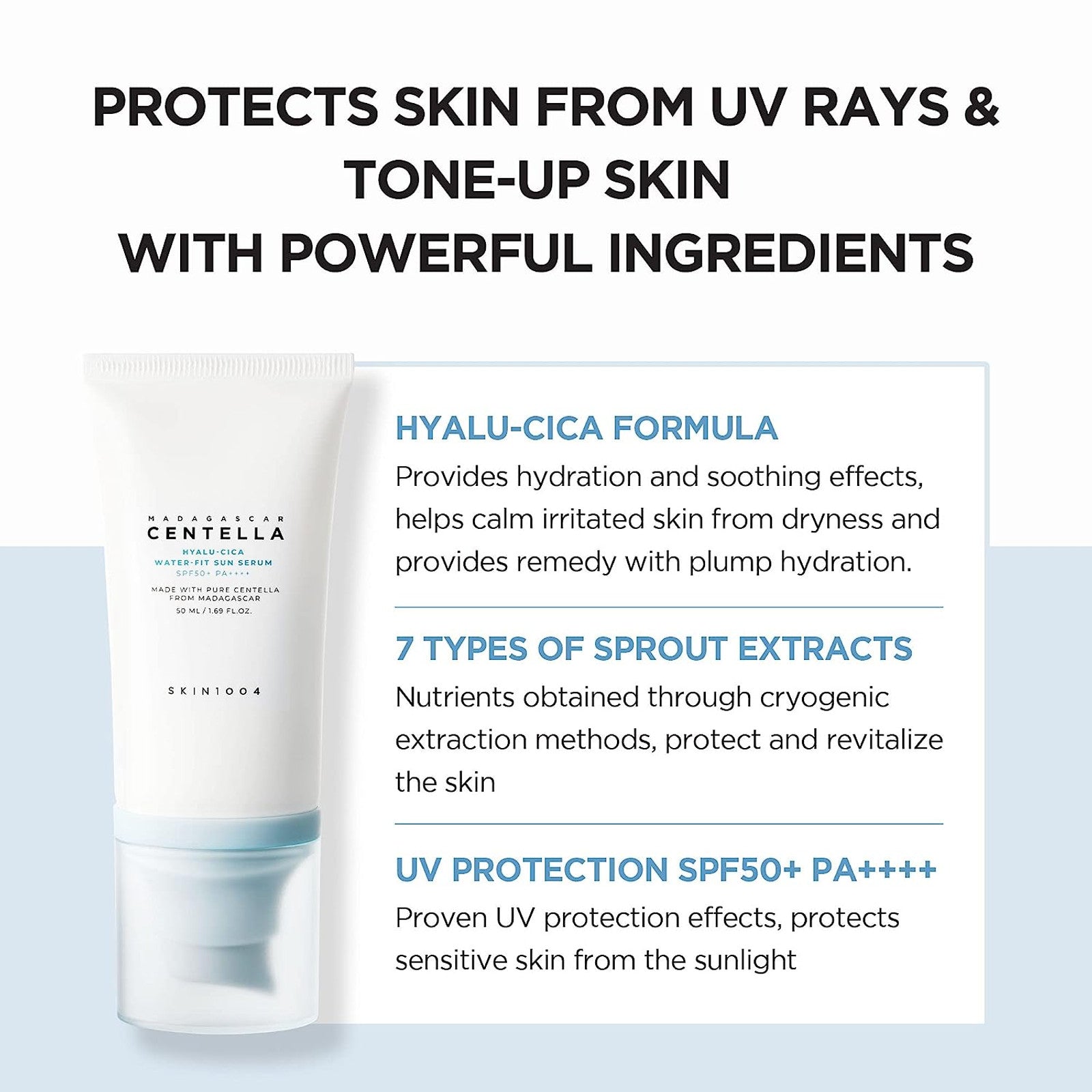 SKIN1004 Madagascar Centella Hyalu-Cica Water-Fit Sun Serum SPF50+ PA++++